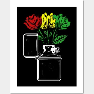 red yellow green rose lighter Posters and Art